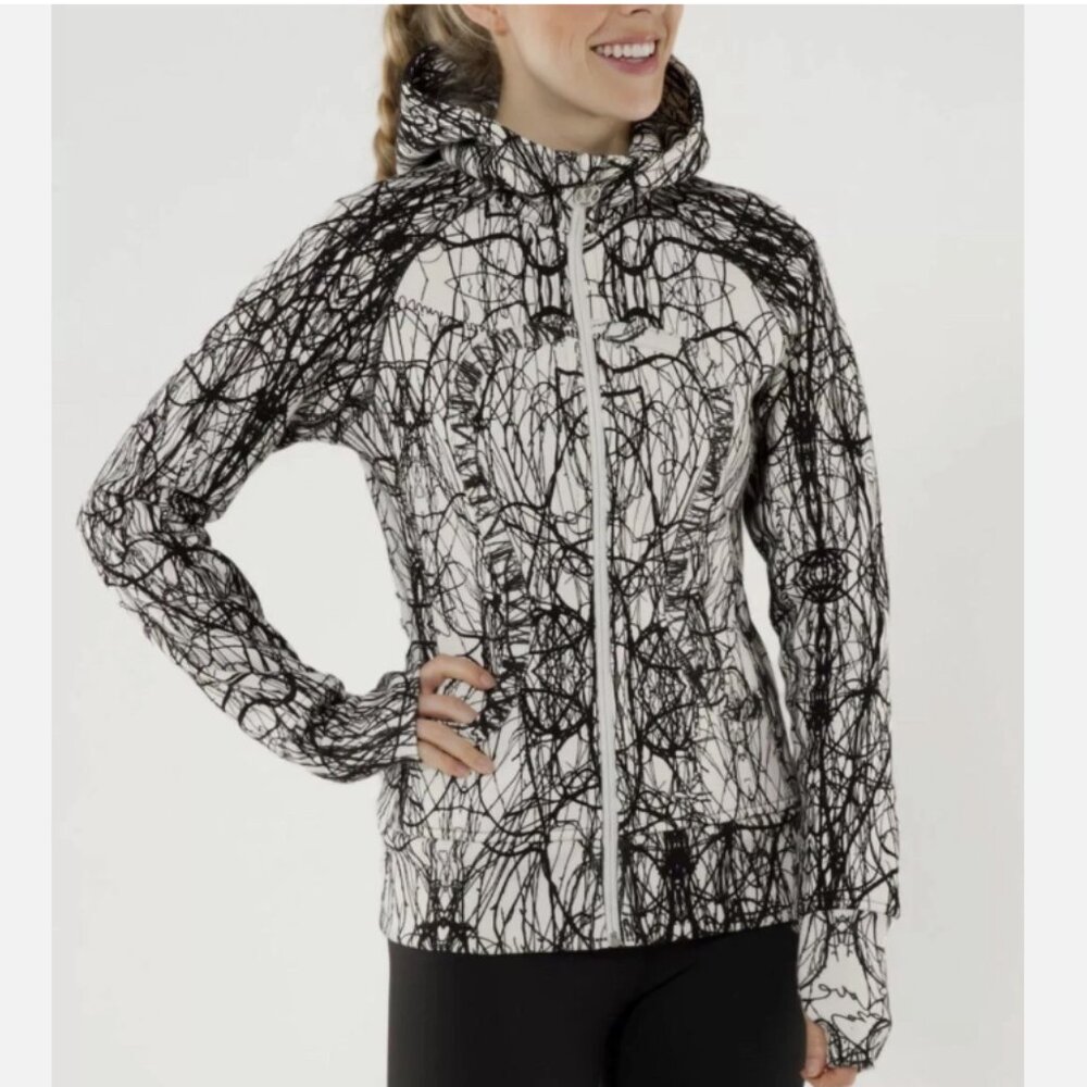 Lululemon Scuba Hoodie - Ghost Nesting Bird Scribble Print Size 10